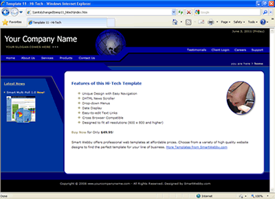 Template 11 [Hi-Tech] - 1024px screen width view