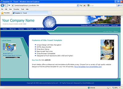 Template 11 [Travel] - 1024px screen width view