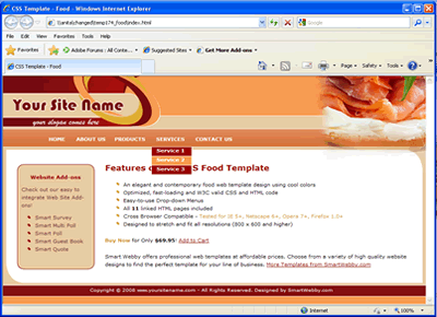 Template 174 [Food] - 1024px screen width view