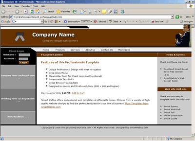 Template 18 [Professionals] - 1024px screen width view