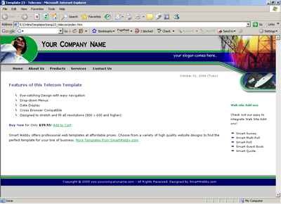 Template 23 [Telecom] - 1024px screen width view