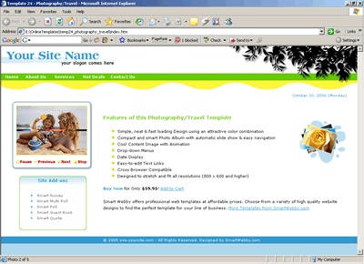  Template 24 [Travel/Photography] - 1024px screen width view
