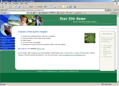 Template 2 [Sports] - 1024px screen width view