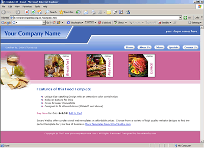 Template 32 [Food] - 1024px screen width view