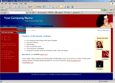 Template 3 [Beauty] - 1024px screen width view