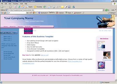 Template 3 [Business] - 1024px screen width view