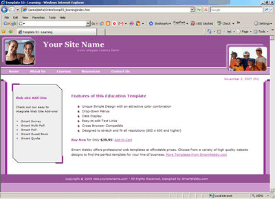 Template 53 [Education/Kids] - 1024px screen width view