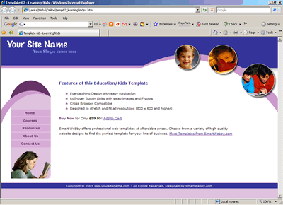 Template 62 [Education/Kids] - 1024px screen width view