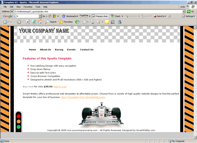 Template 63 [Sports] - 1024px screen width view
