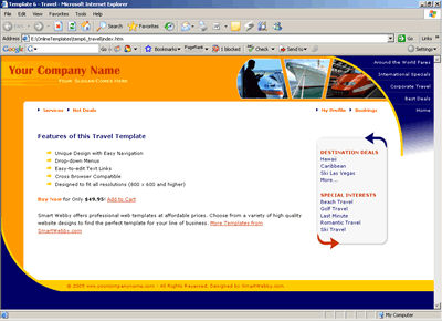 Template 6 [Travel] - 1024px screen width view