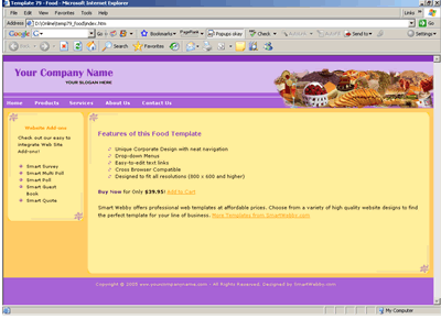 Template 79 [Food] - 1024px screen width view