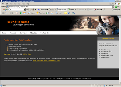 Template 80 [Pets] - 1024px screen width view