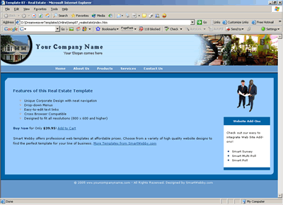 Template 87 [Real Estate] - 1024px screen width view