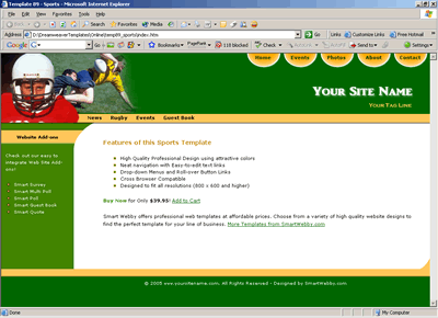 Template 89 [Sports] - 1024px screen width view