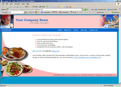 Template 95 [Food] - 1024px screen width view
