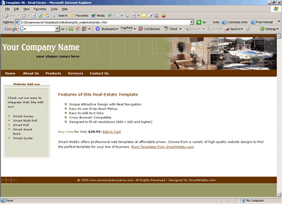 Template 96 [Real Estate] - 1024px screen width view
