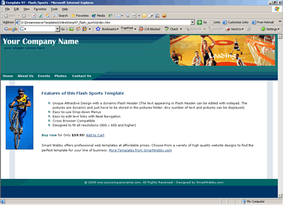 Template 97 [Flash/Sports] - 1024px screen width view