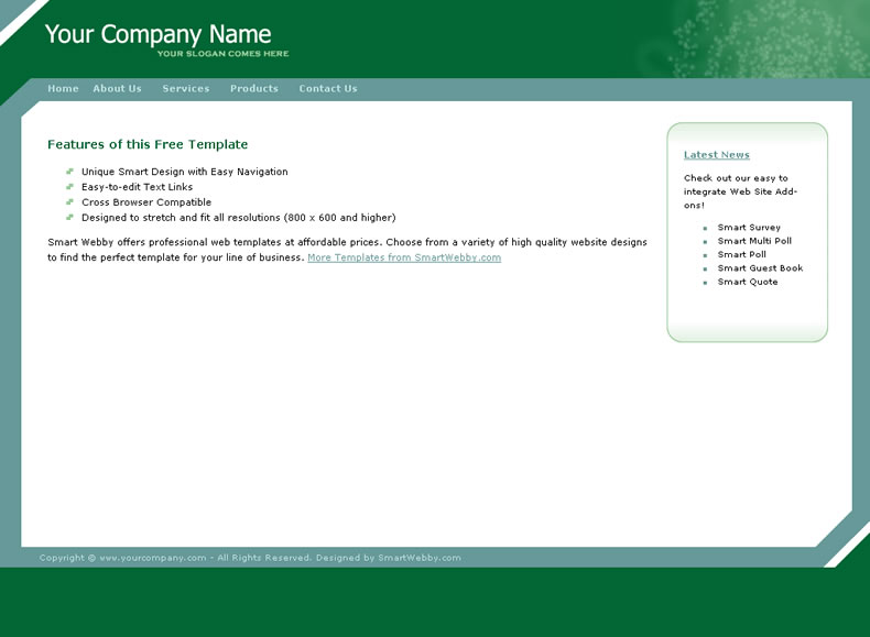 Dreamweaver Free Dreamweaver Template 3 [Business] - Actual Size Screenshot for 800px screen width