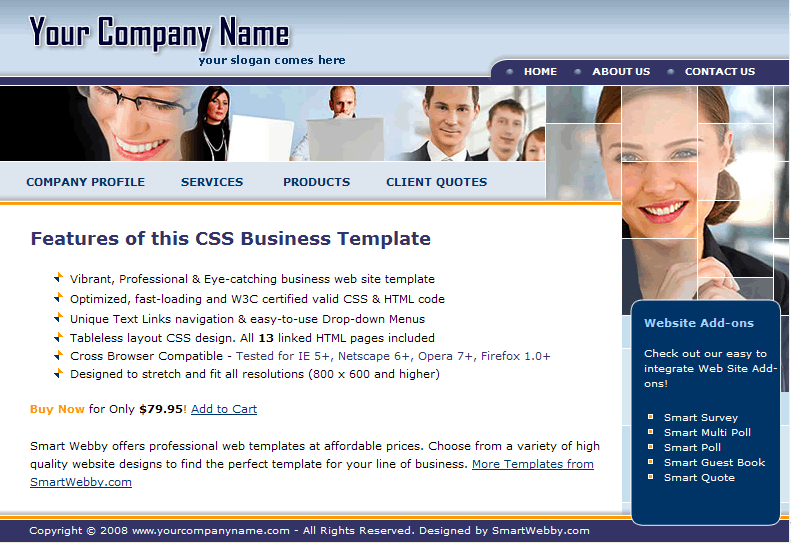 Dreamweaver CSS Template 121 [Business] - Actual Size Screenshot for 800px screen width