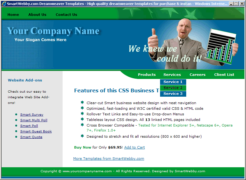 Dreamweaver CSS Template 124 [Business] - Actual Size Screenshot for 800px screen width