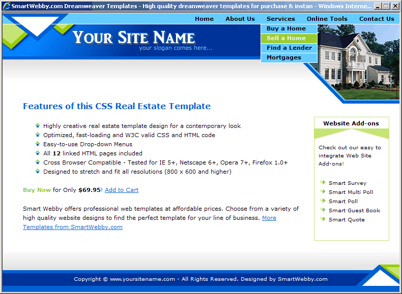 Dreamweaver Template 125 [Real Estate] - Actual Size Screenshot for 800px screen width
