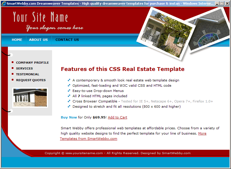Dreamweaver Template 134 [Real Estate] - Actual Size Screenshot for 800px screen width