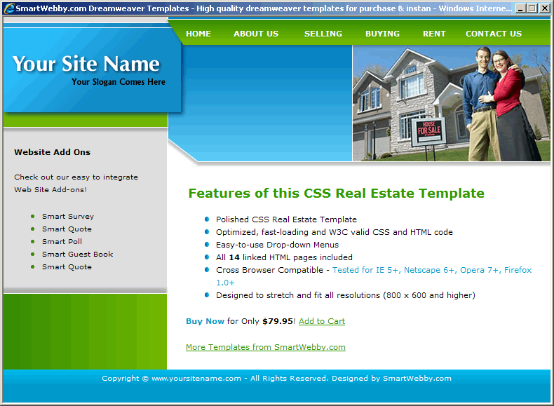 Dreamweaver Template 143 [Real Estate] - Actual Size Screenshot for 800px screen width