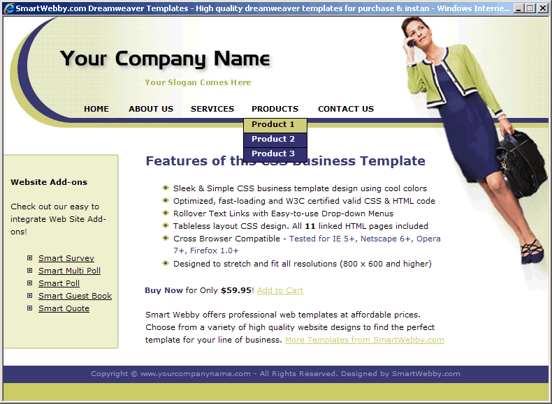 Dreamweaver CSS Template 152 [Business] - Actual Size Screenshot for 800px screen width