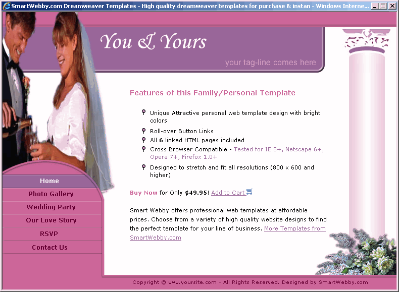 Dreamweaver Template 15 [Personal] - Actual Size Screenshot for 800px screen width