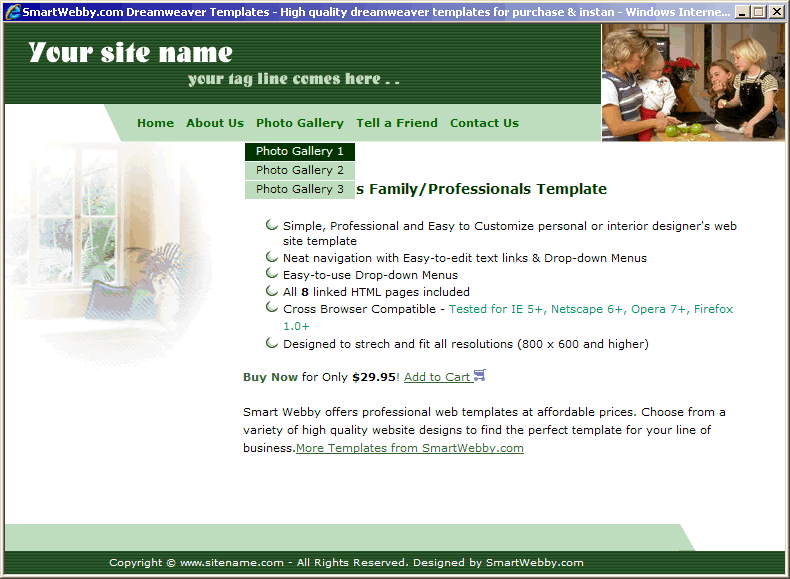 Dreamweaver Template 47 [Family/Professionals] - Actual Size Screenshot for 800px screen width