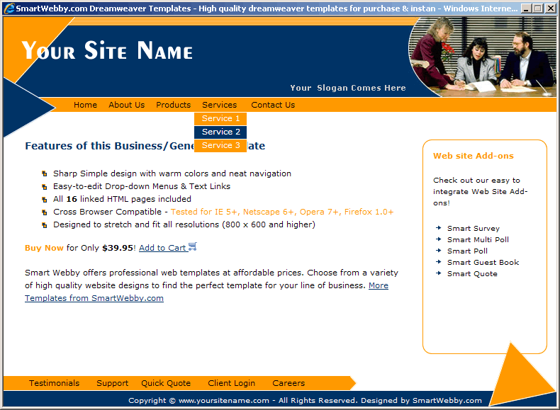 Dreamweaver Template 59 [Business/General] - Actual Size Screenshot for 800px screen width