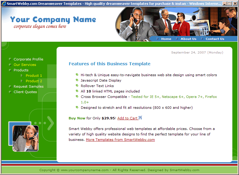 Dreamweaver Template 5 [Business] - Actual Size Screenshot for 800px screen width