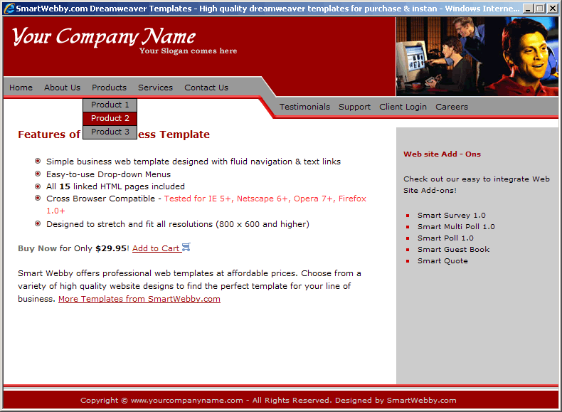 Dreamweaver Template 61 [Business] - Actual Size Screenshot for 800px screen width