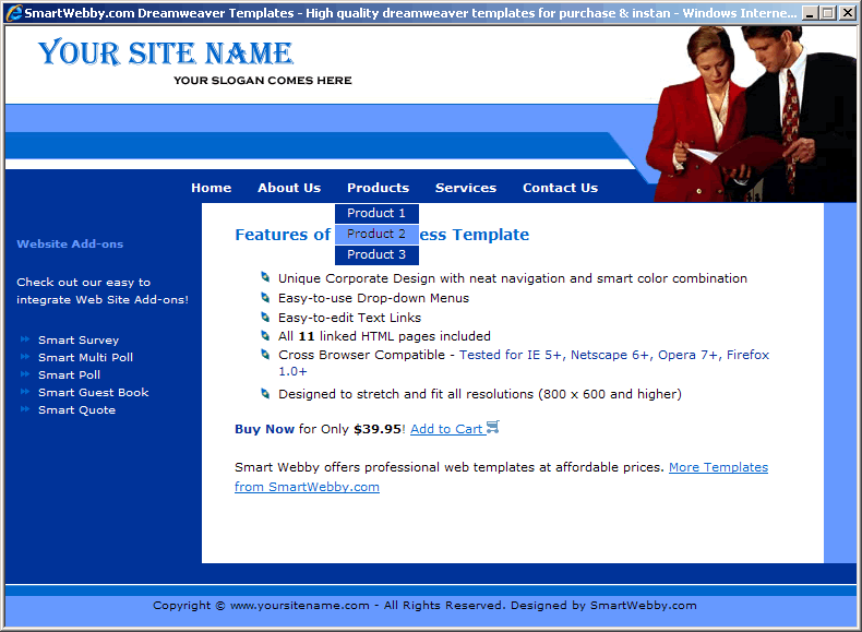 Dreamweaver Template 65 [Business] - Actual Size Screenshot for 800px screen width