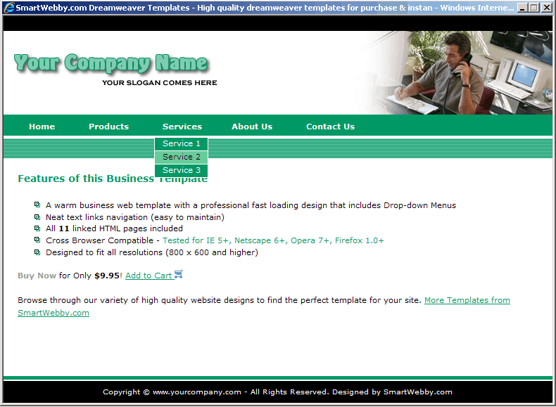 Dreamweaver Template 75 [Business] - Actual Size Screenshot for 800px screen width