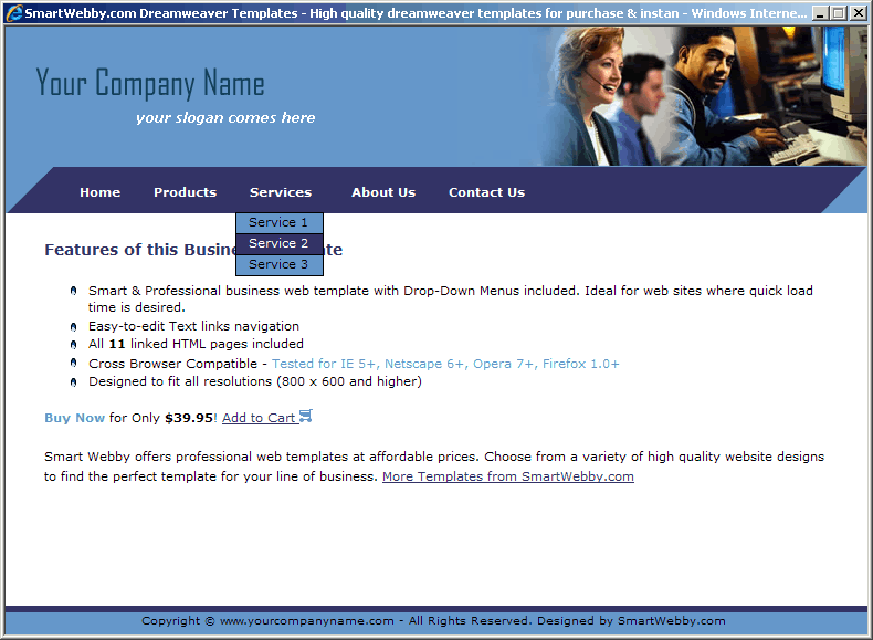 Dreamweaver Template 81 [Business] - Actual Size Screenshot for 800px screen width