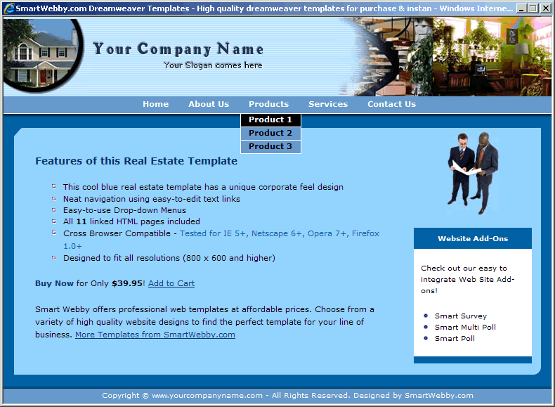 Dreamweaver Template 87 [Real Estate] - Actual Size Screenshot for 800px screen width