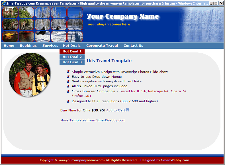 Dreamweaver Template 92 [Travel] - Actual Size Screenshot for 800px screen width