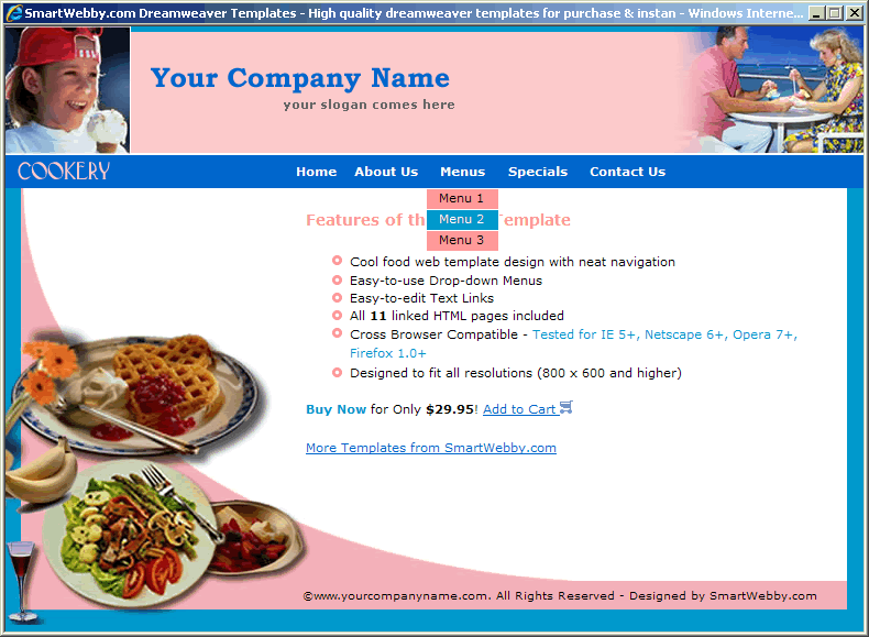 Dreamweaver Template 95 [Food] - Actual Size Screenshot for 800px screen width