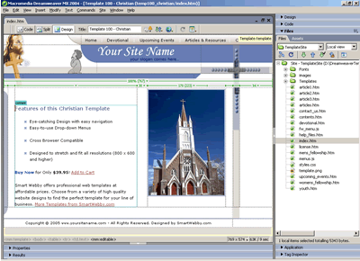 Template 100 [Christian] - Adobe Dreamweaver View