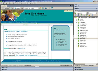  Template 102 [Family/Personal] - Adobe Dreamweaver View