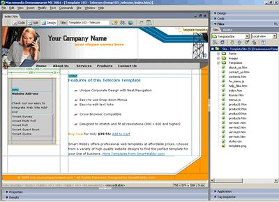  Template 103 [Telecom] - Adobe Dreamweaver View