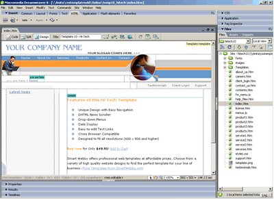 Template 10 [Hi-Tech/Business] - Adobe Dreamweaver View