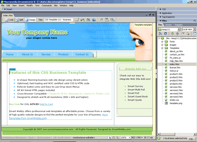 CSS Template 111 [Business] - Adobe Dreamweaver View