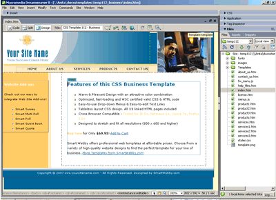 CSS Template 112 [Business] - Adobe Dreamweaver View