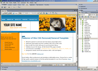 CSS Template 114 [Personal/General] - Adobe Dreamweaver View
