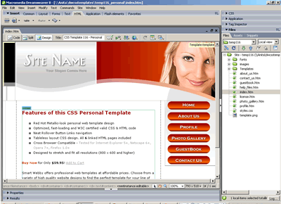 dream weaver web template
