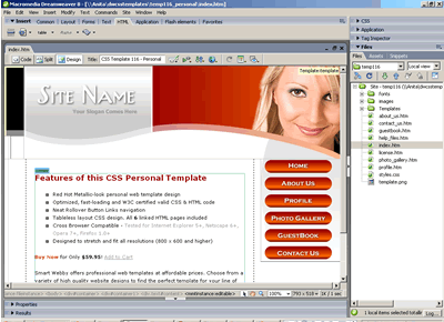CSS Template 116 [Personal] - Adobe Dreamweaver View