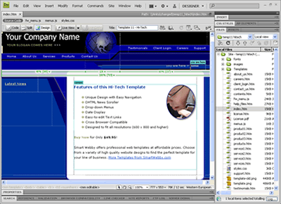 Template 11 [Hi-Tech] - Adobe Dreamweaver View