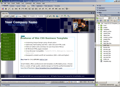 CSS Template 120 [Business] - Adobe Dreamweaver View